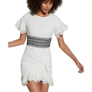 NWOT Bardot Reese White Floral Lace Crochet Mini Dress Size 4