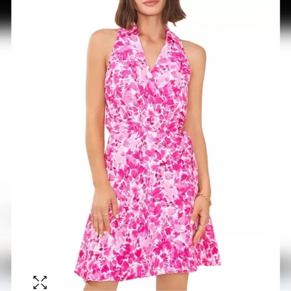 NWOT-Vince Camuto, Sleeveless Floral Wrap Dress Stretch Waist, size large