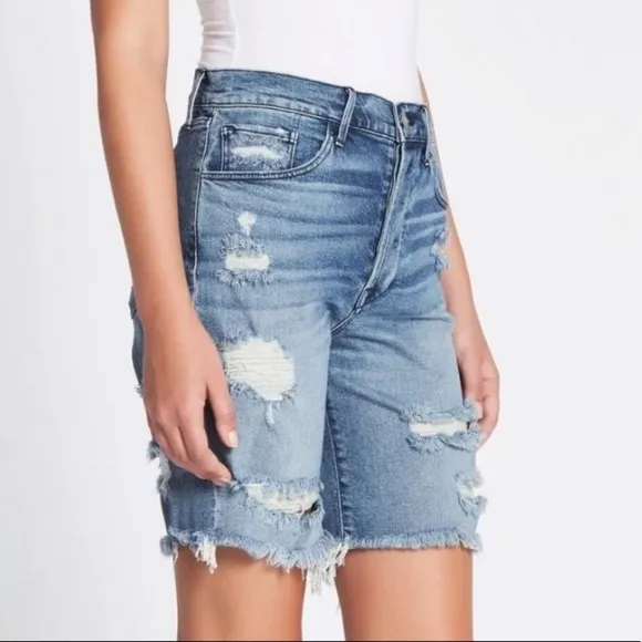NWT 3x1 90's Skater Denim Shorts Destroyed Y2K 25 Designer Bermuda Knee Shorts
