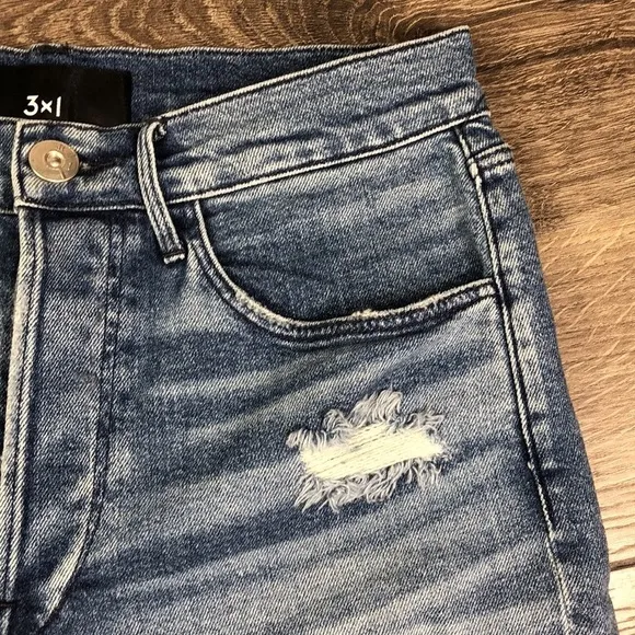 NWT 3x1 90's Skater Denim Shorts Destroyed Y2K 25 Designer Bermuda Knee Shorts