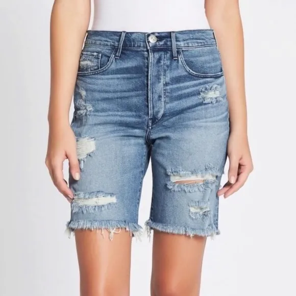 NWT 3x1 90's Skater Denim Shorts Destroyed Y2K 25 Designer Bermuda Knee Shorts