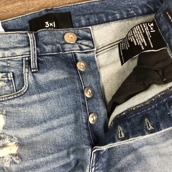 NWT 3x1 90's Skater Denim Shorts Destroyed Y2K 25 Designer Bermuda Knee Shorts