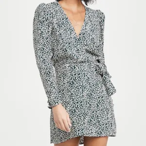 NWT Free People Green Pine Needle Combo Floral Kinsley Wrap Mini Dress 0