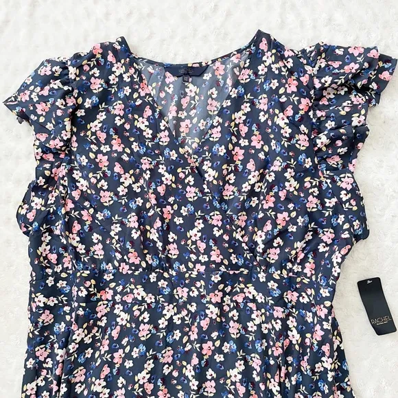 NWT- RACHEL ROY April Billie Jean Blue Floral Ruffle Dress