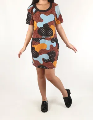 Obus autumnal toned tee shirt dress size 0, best fits size 6