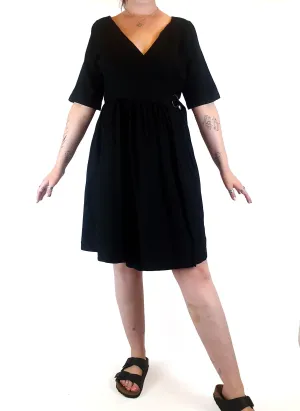 Obus black wrap linen mix dress size 3 / AU 12