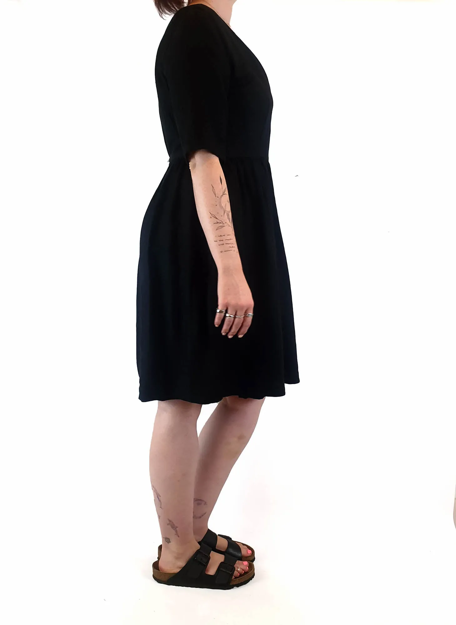 Obus black wrap linen mix dress size 3 / AU 12