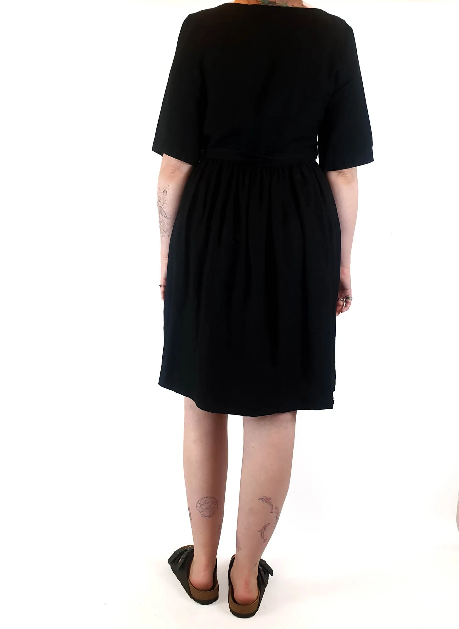 Obus black wrap linen mix dress size 3 / AU 12