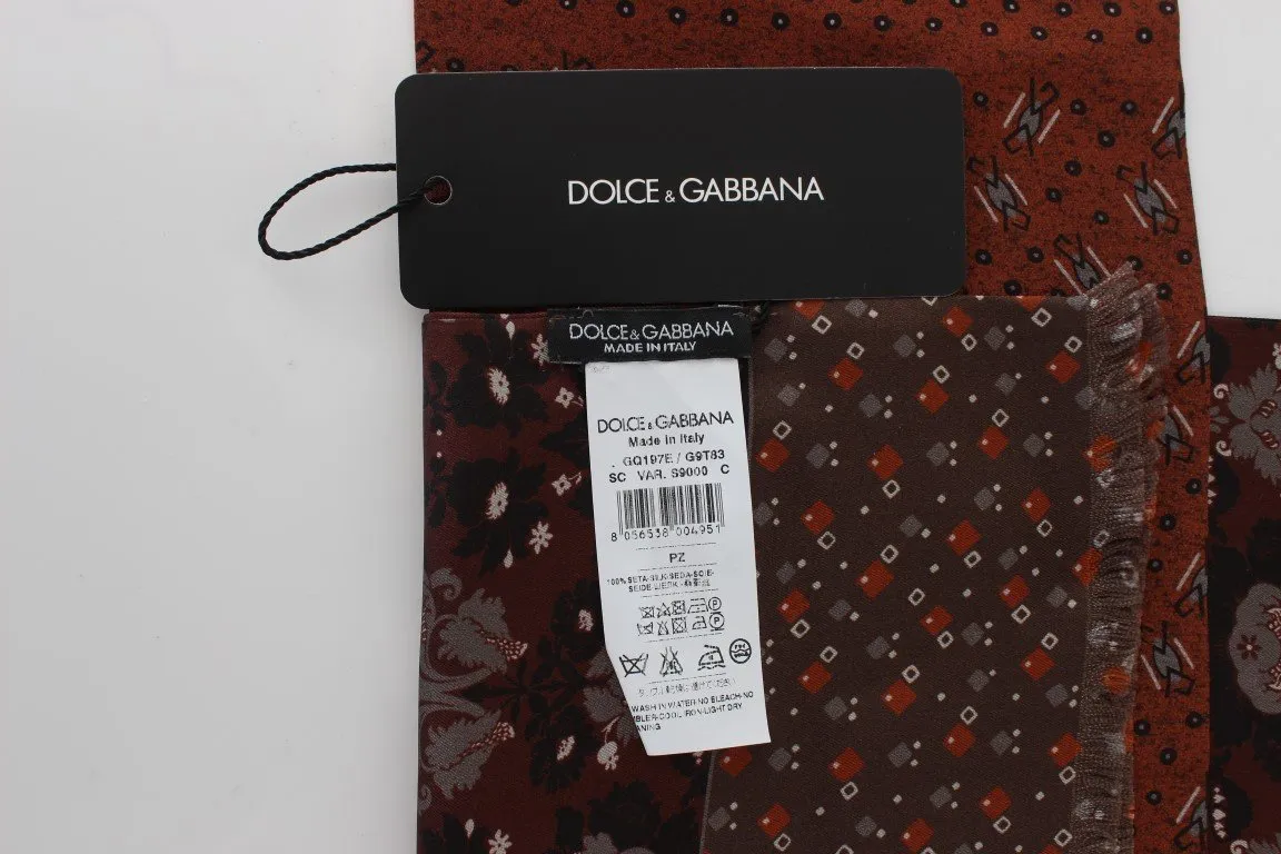 Orange Baroque Pattern Silk Scarf