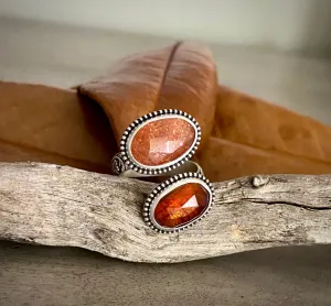 Orange Kyanite & Sunstone Wrap Ring