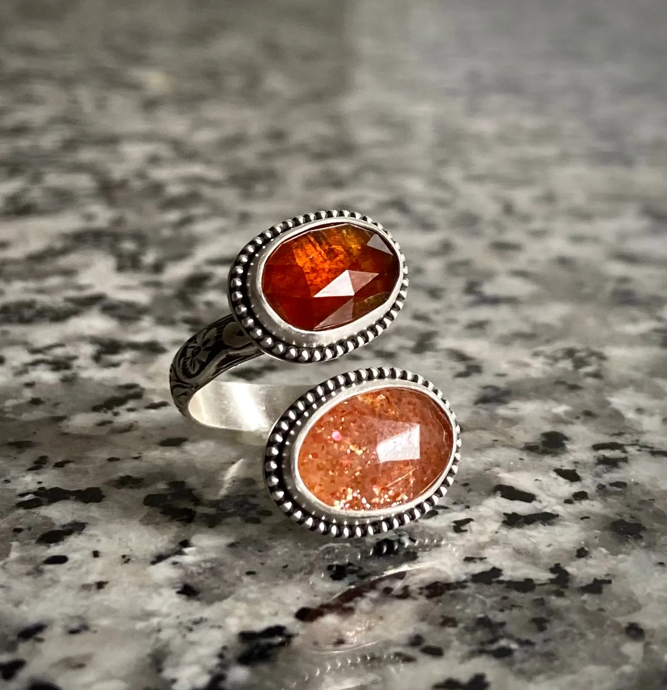 Orange Kyanite & Sunstone Wrap Ring