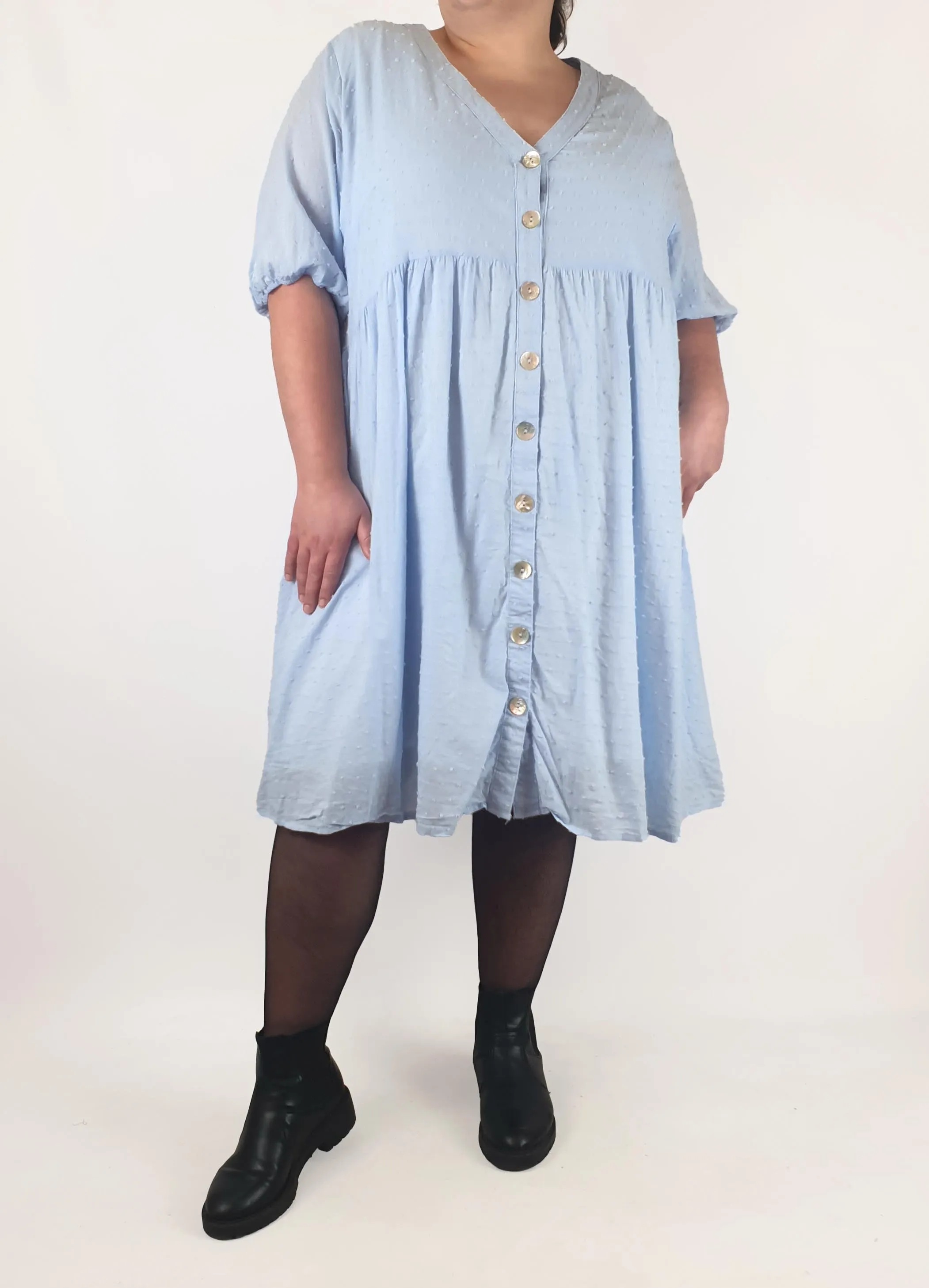 Orange Sherbert blue textured half sleeve dress size 20