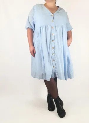Orange Sherbert blue textured half sleeve dress size 20