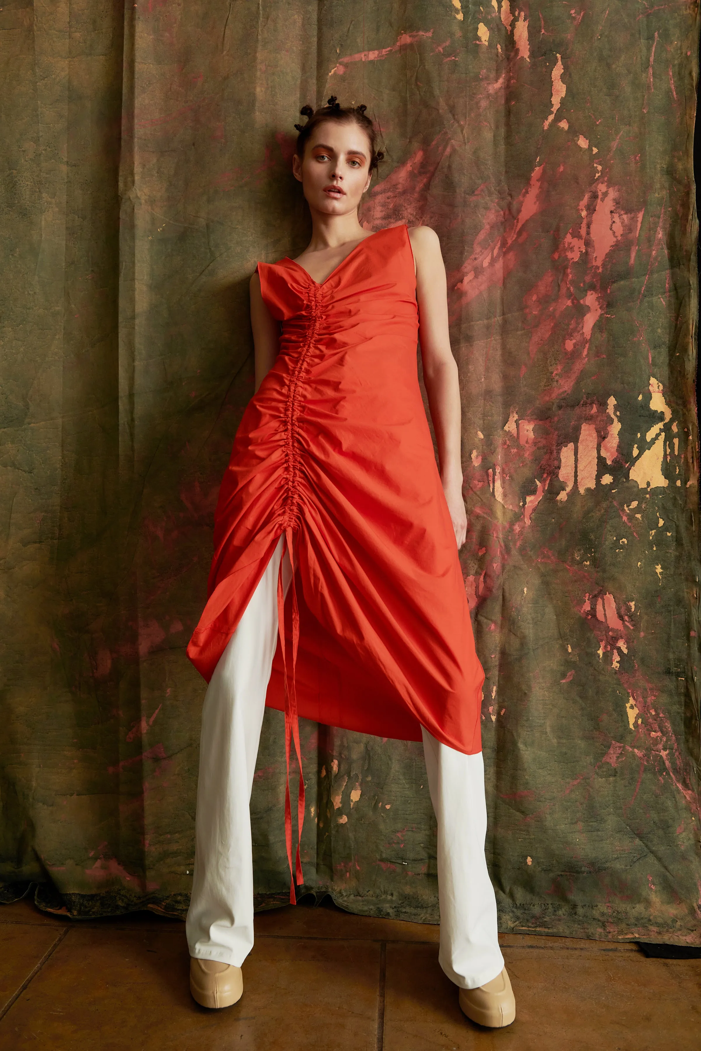 Organic Cotton Bias Dress w/ Drawstrings - UMA