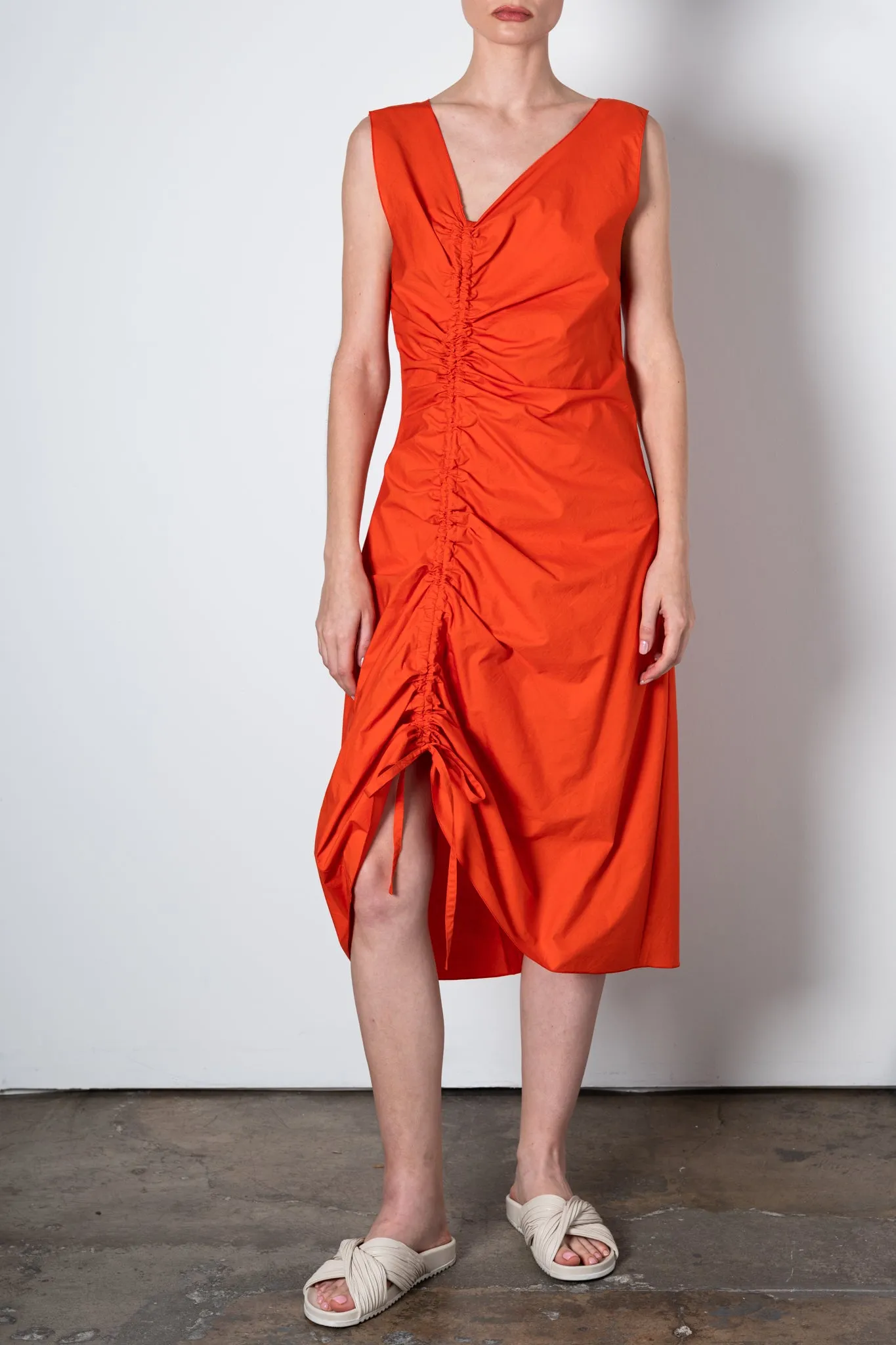 Organic Cotton Bias Dress w/ Drawstrings - UMA