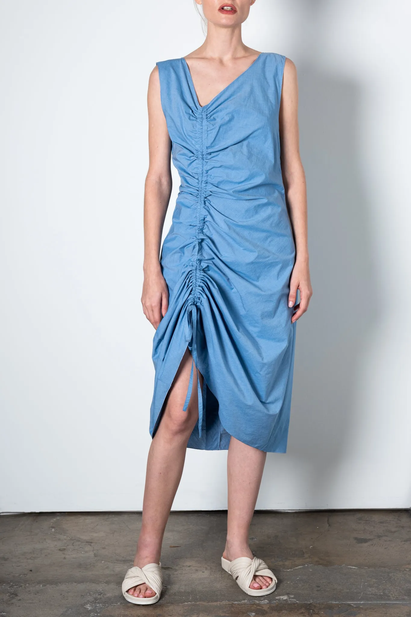 Organic Cotton Bias Dress w/ Drawstrings - UMA
