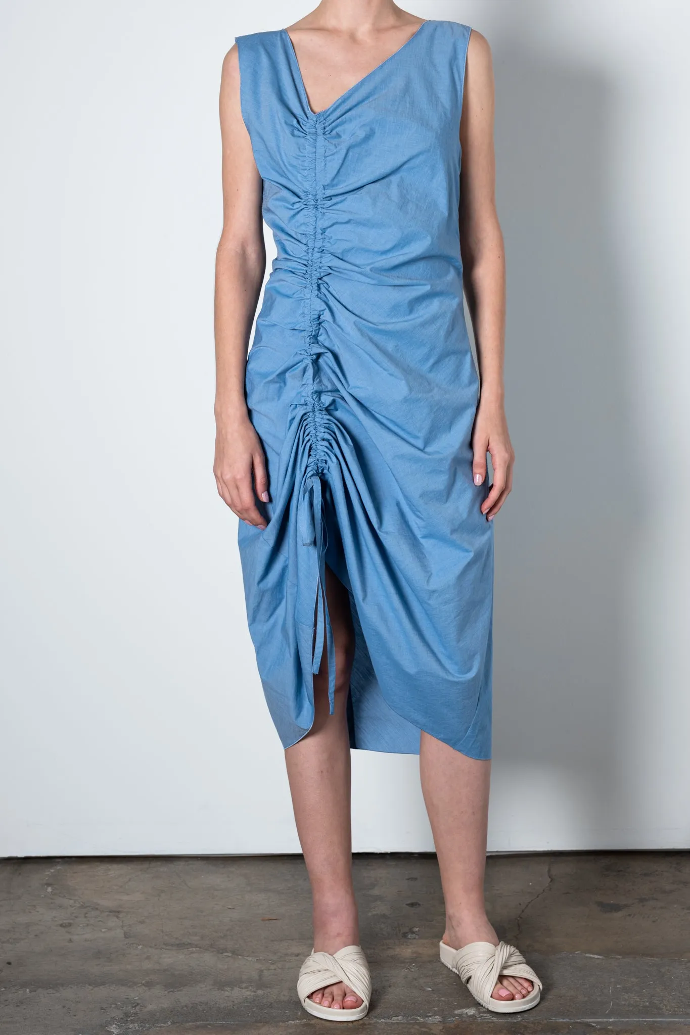 Organic Cotton Bias Dress w/ Drawstrings - UMA