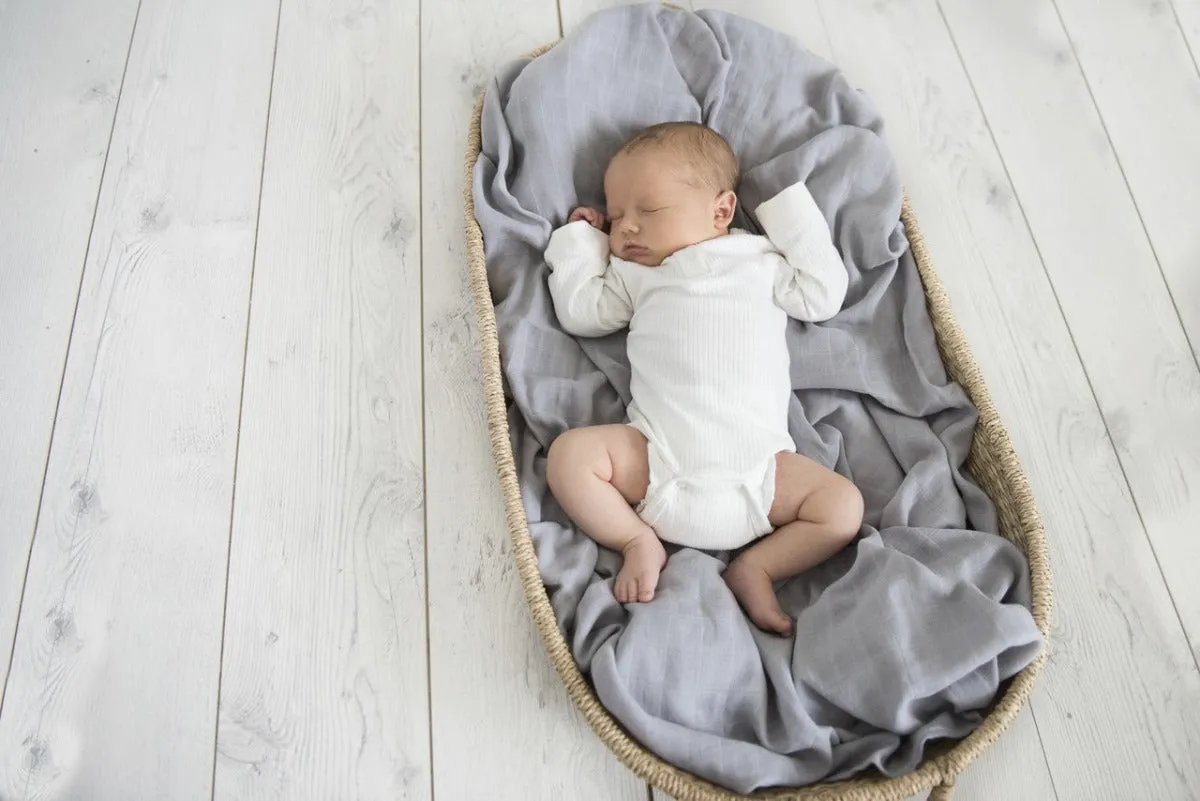 Organic Muslin Wrap - Storm Grey