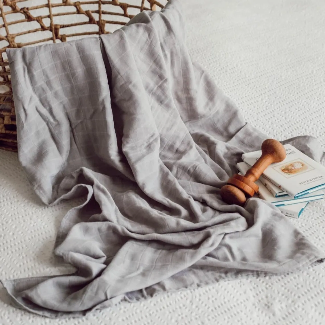 Organic Muslin Wrap - Storm Grey