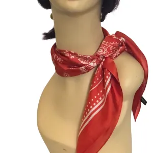 Paisley Necktie Poly Silk Scarf - Motif Tomato Orange