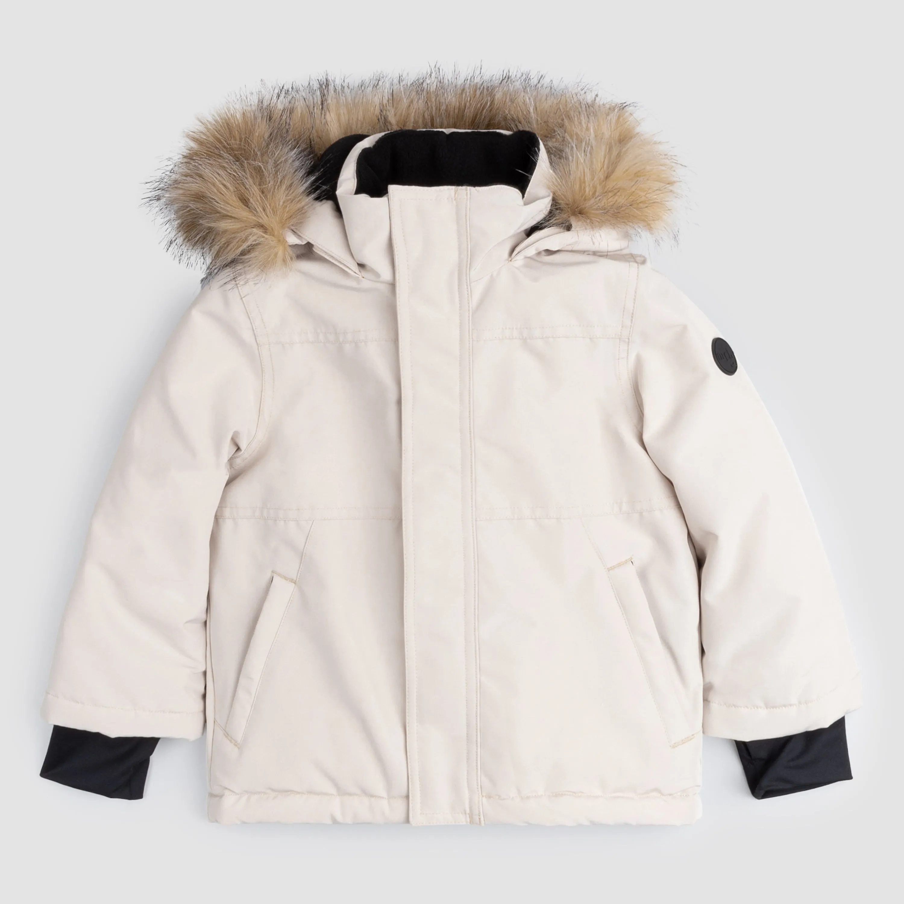 Parka à capuche blanc cassé