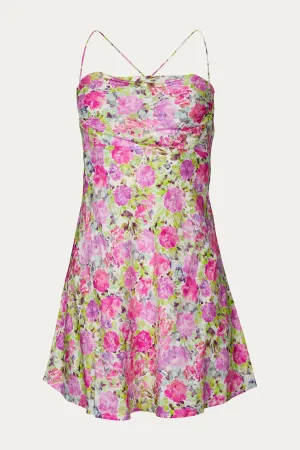 PAULINA FLORAL-PRINT OPEN-BACK MINI DRESS