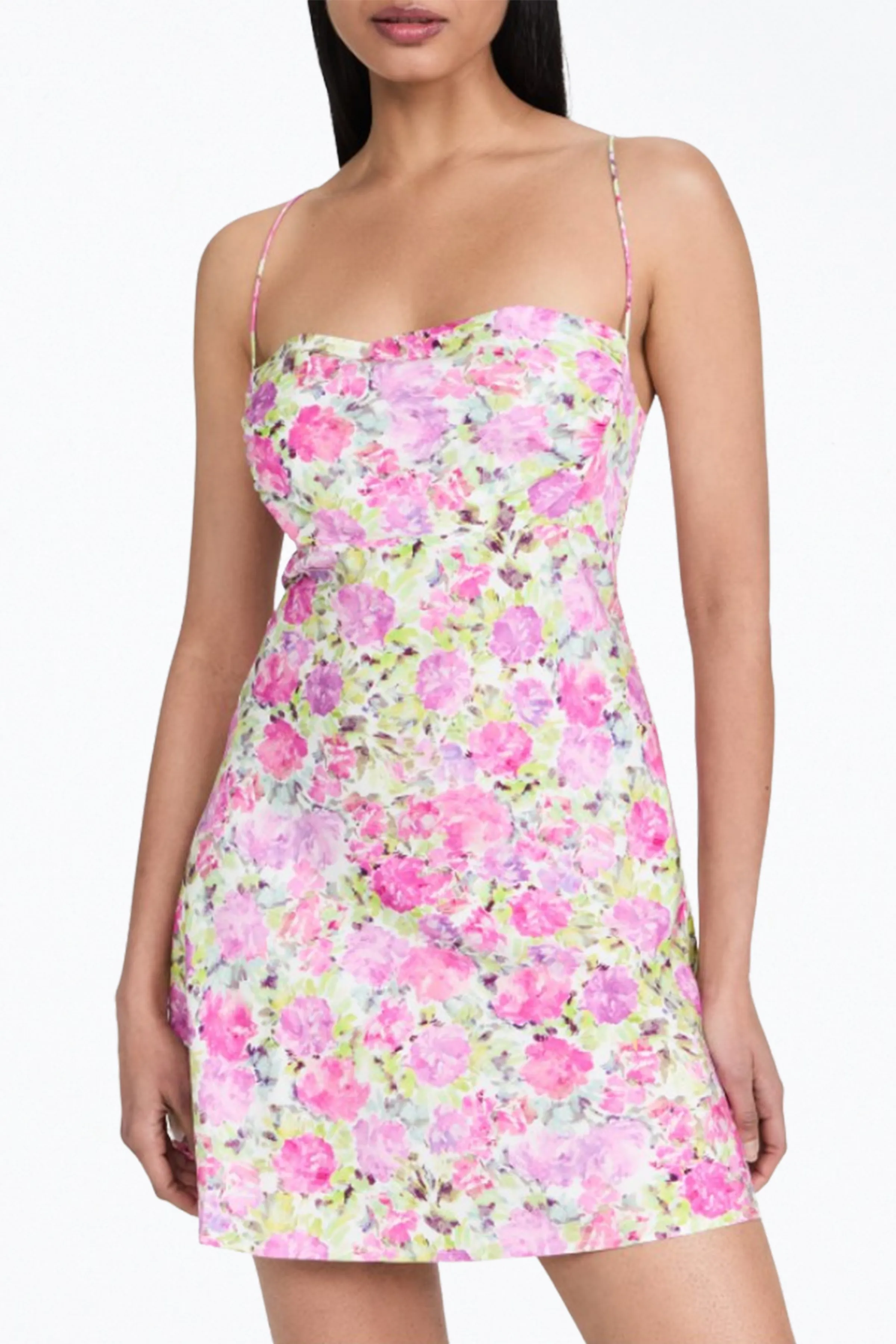 PAULINA FLORAL-PRINT OPEN-BACK MINI DRESS