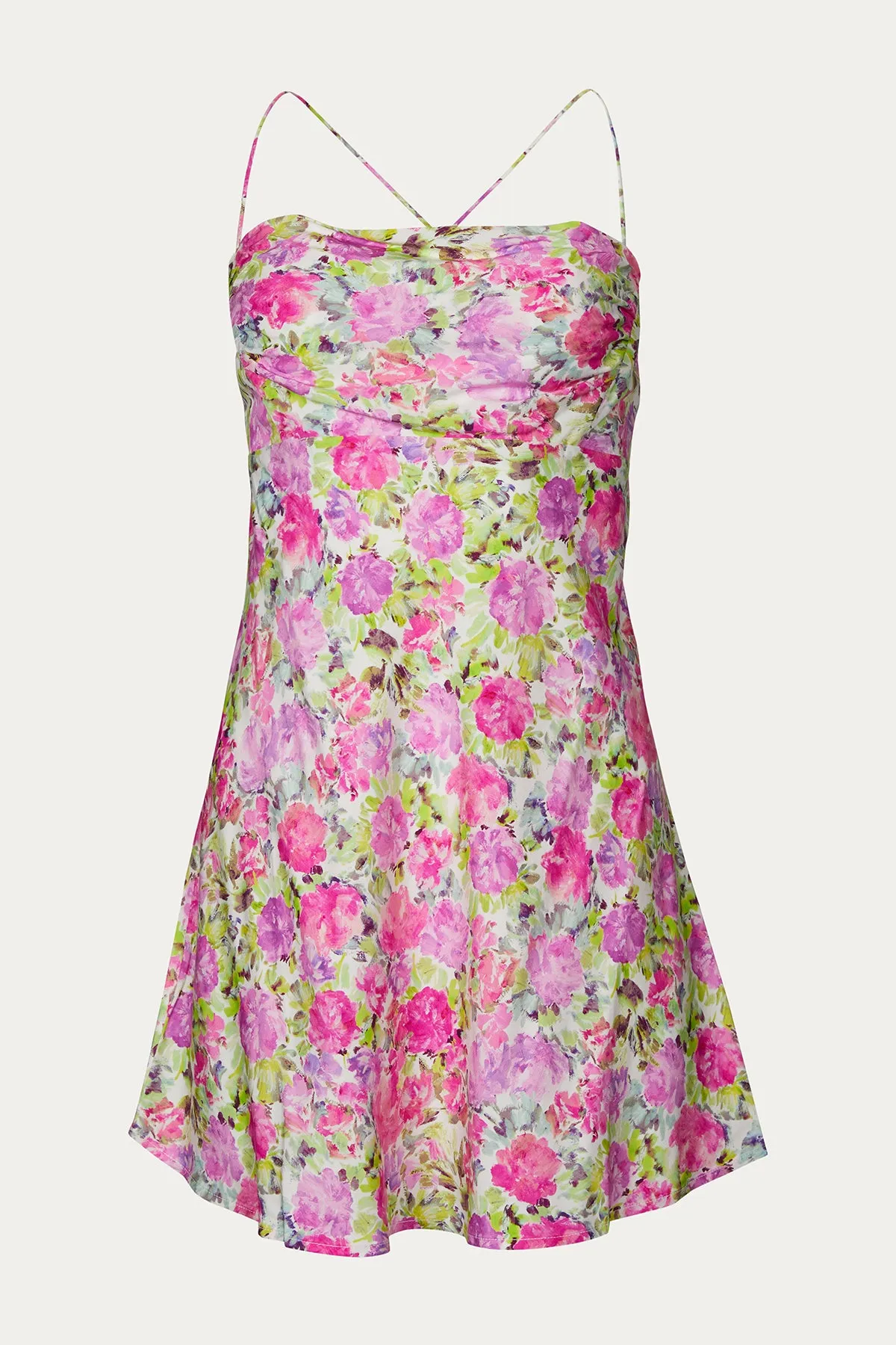 PAULINA FLORAL-PRINT OPEN-BACK MINI DRESS