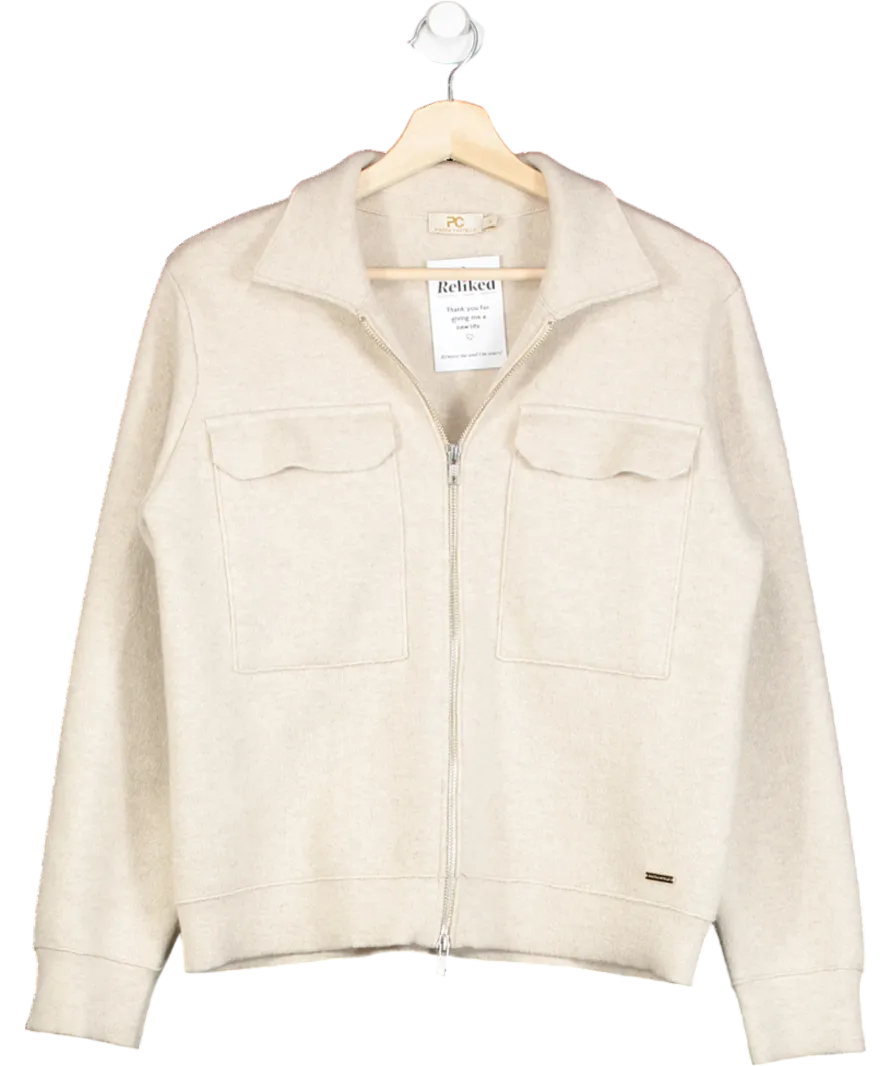 Piazza Castello Beige Lazio Cashmere Zip Utility Jacket UK M