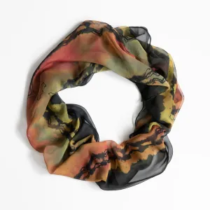 Pink and Green Silk Chiffon Scarf