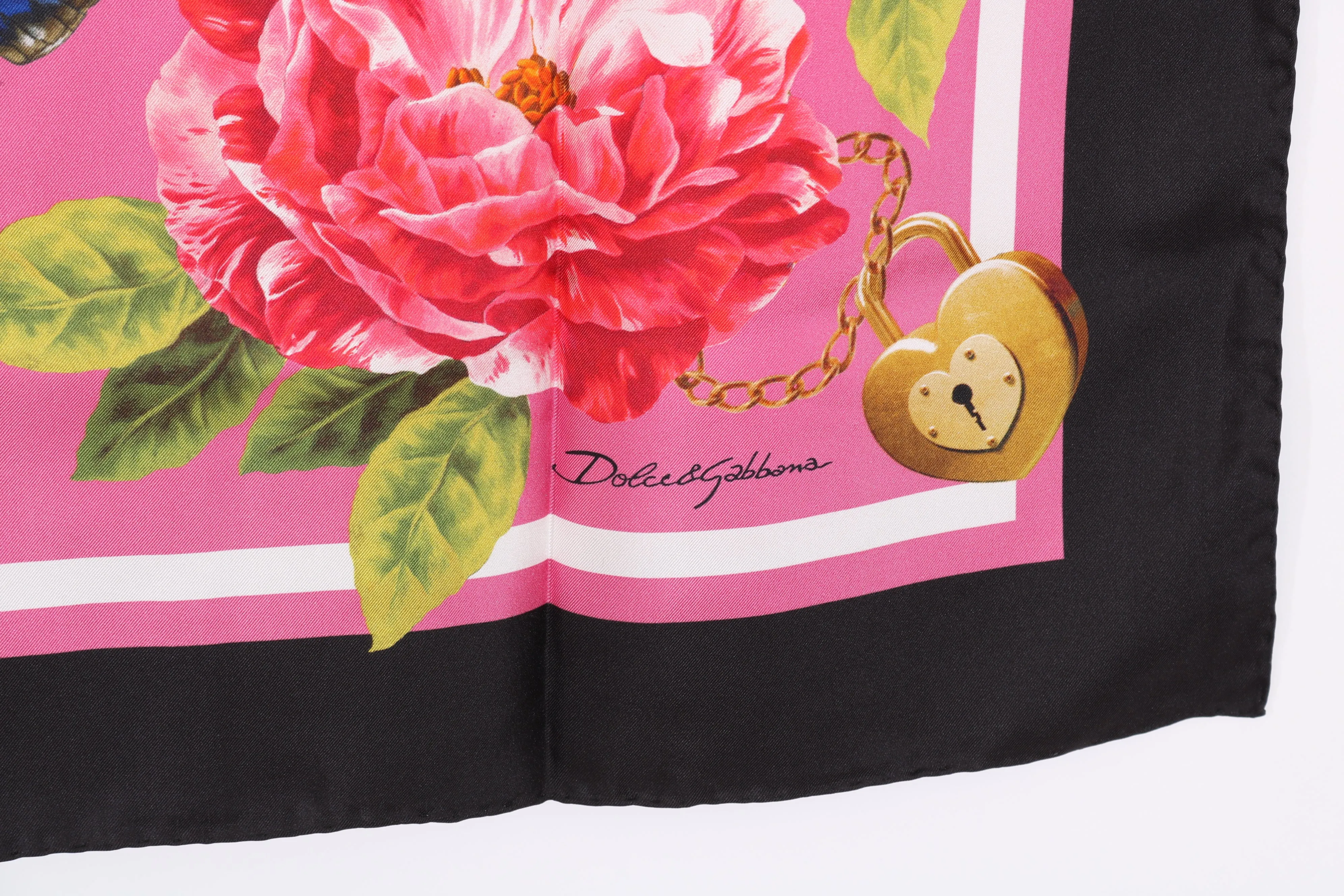 Pink Silk Floral Butterfly Shawl Scarf