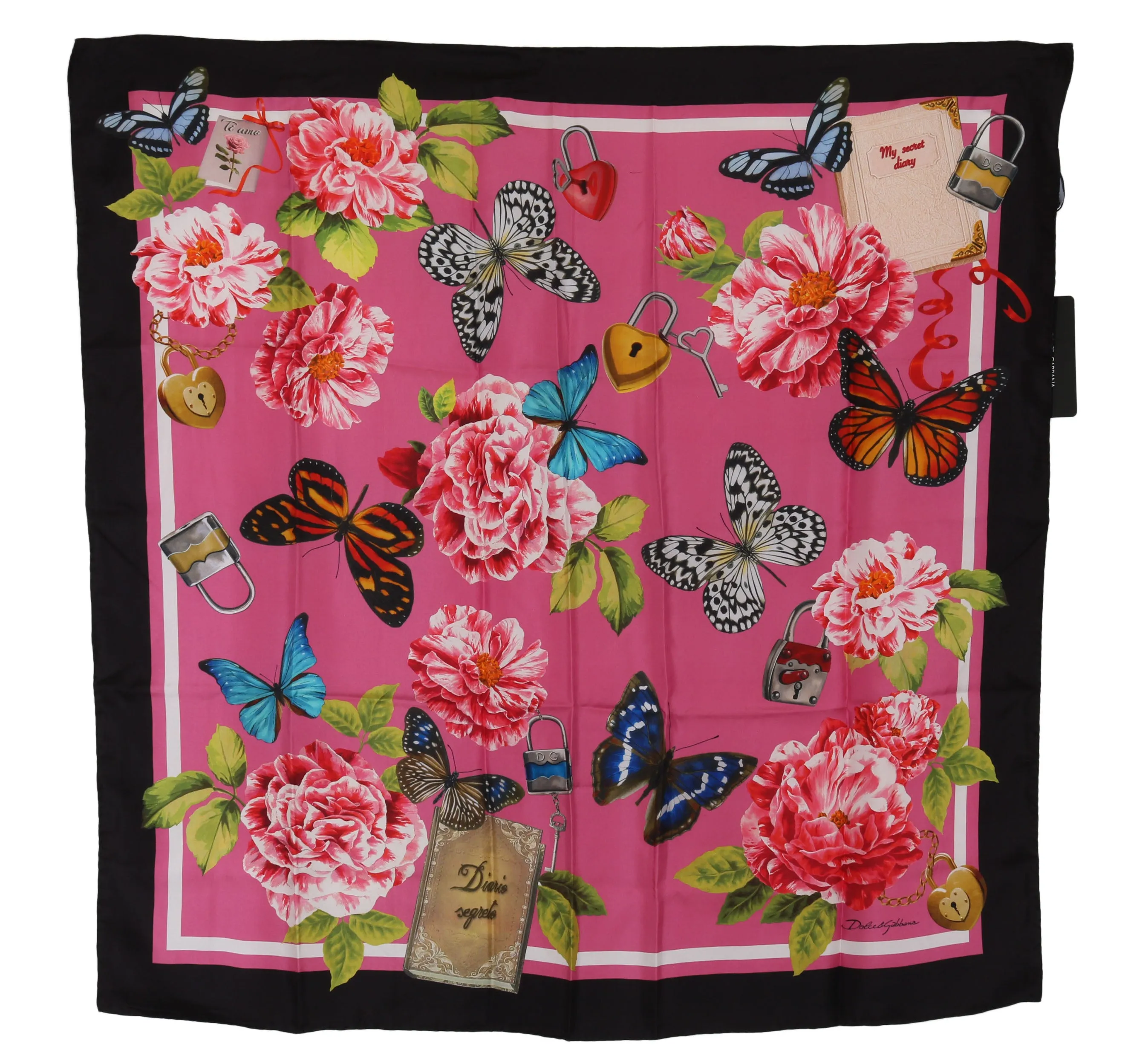 Pink Silk Floral Butterfly Shawl Scarf