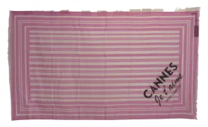 Pink White Striped Cotton Wrap Shawl Scarf