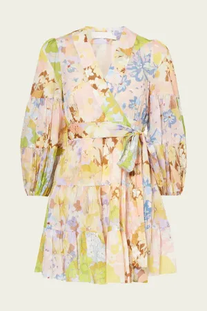 Pop Wrap Mini Dress in Patch Floral
