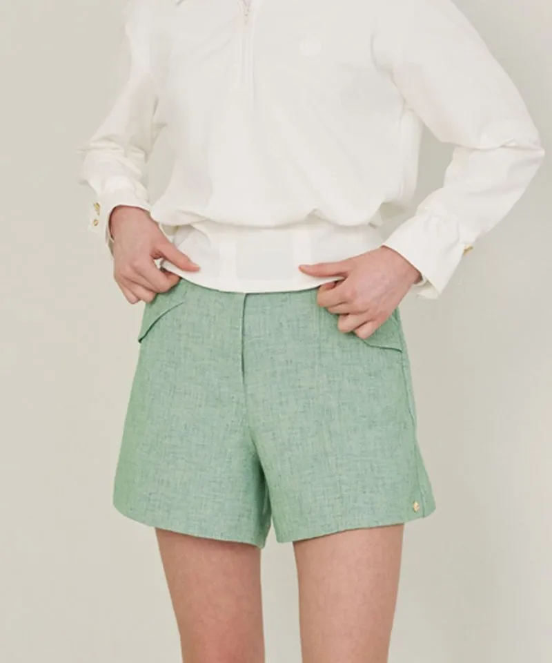 POSHERD High Stretch Tweed Shorts - Green