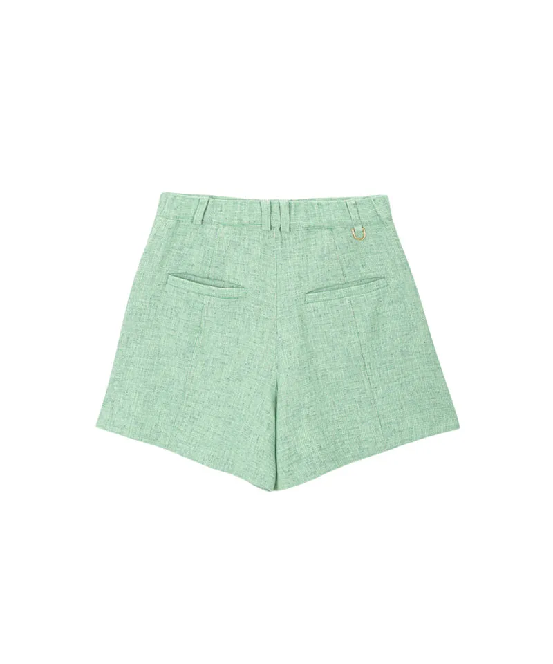 POSHERD High Stretch Tweed Shorts - Green