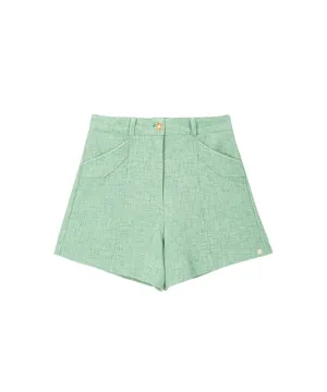POSHERD High Stretch Tweed Shorts - Green