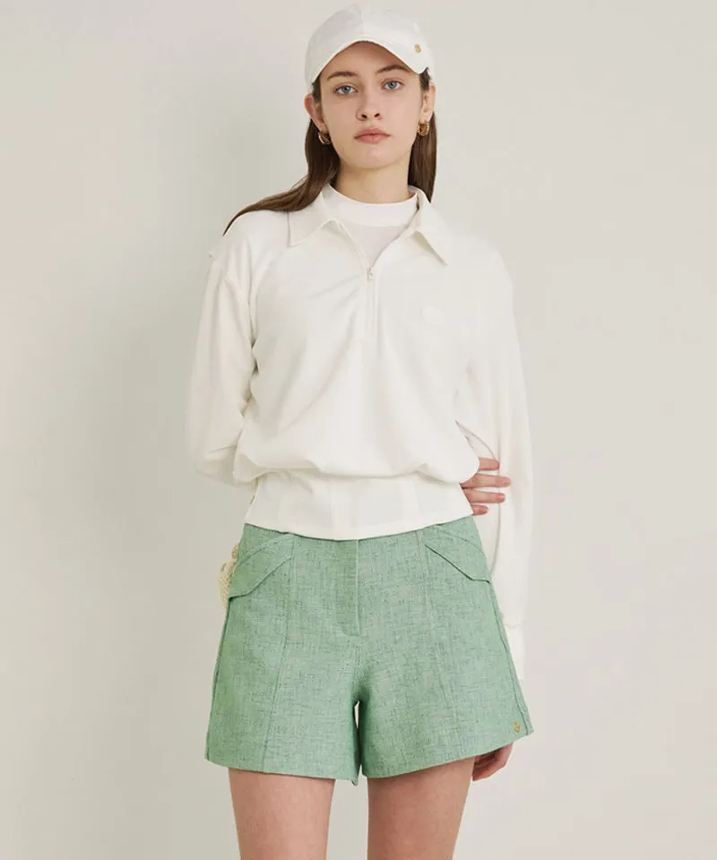 POSHERD High Stretch Tweed Shorts - Green