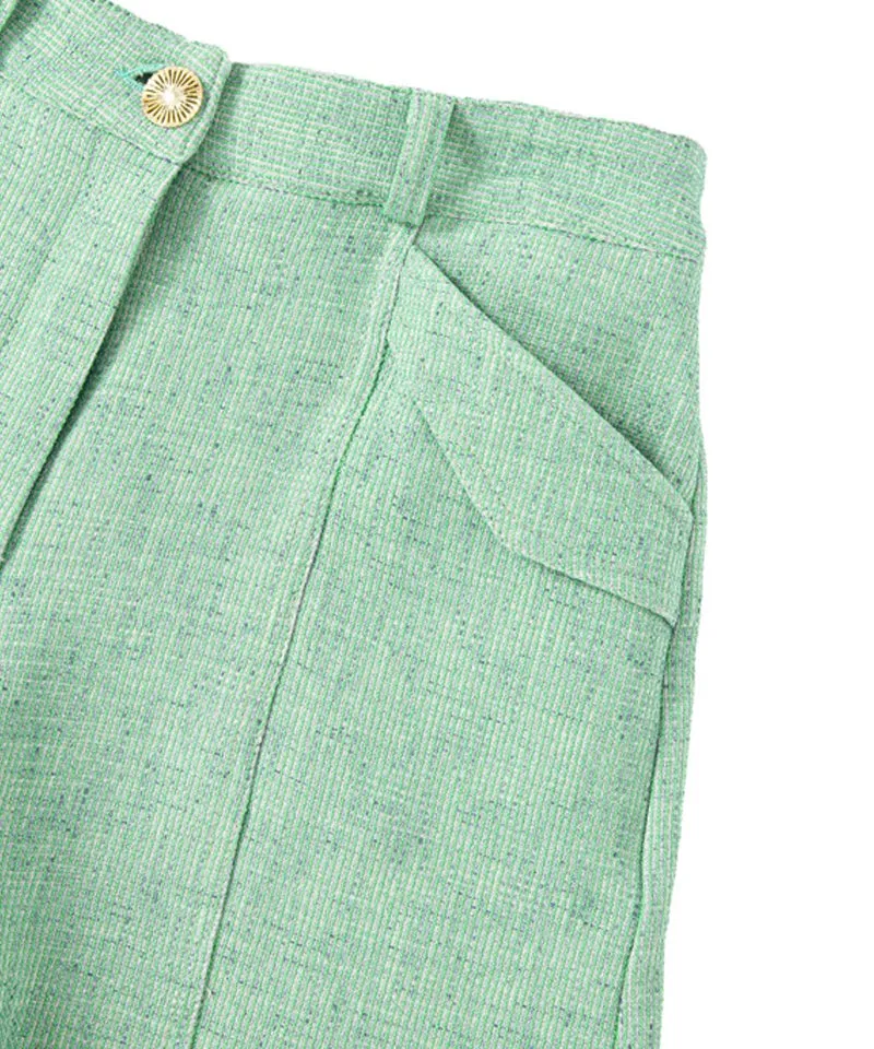 POSHERD High Stretch Tweed Shorts - Green