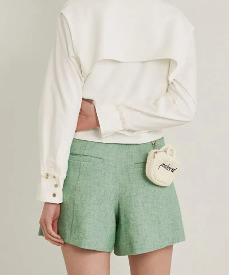 POSHERD High Stretch Tweed Shorts - Green