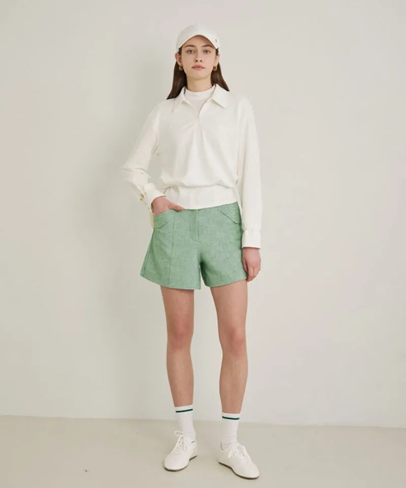 POSHERD High Stretch Tweed Shorts - Green