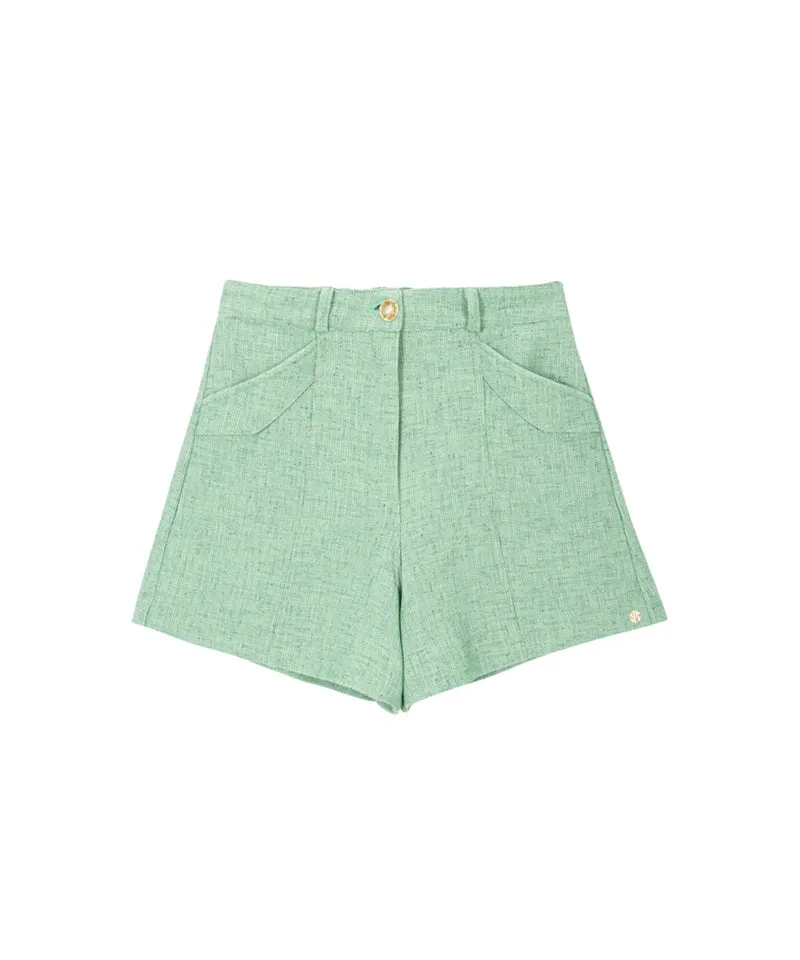 POSHERD High Stretch Tweed Shorts - Green