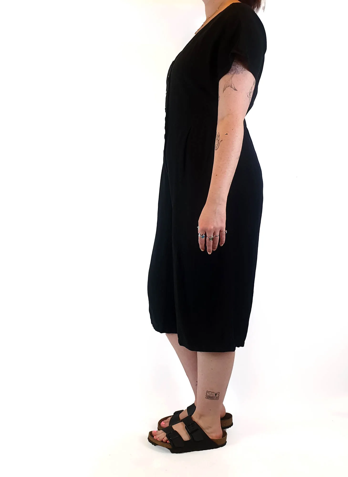 Princess Highway black linen-cotton wide leg jumpsuit size 14 (best fits size 12-small 14)