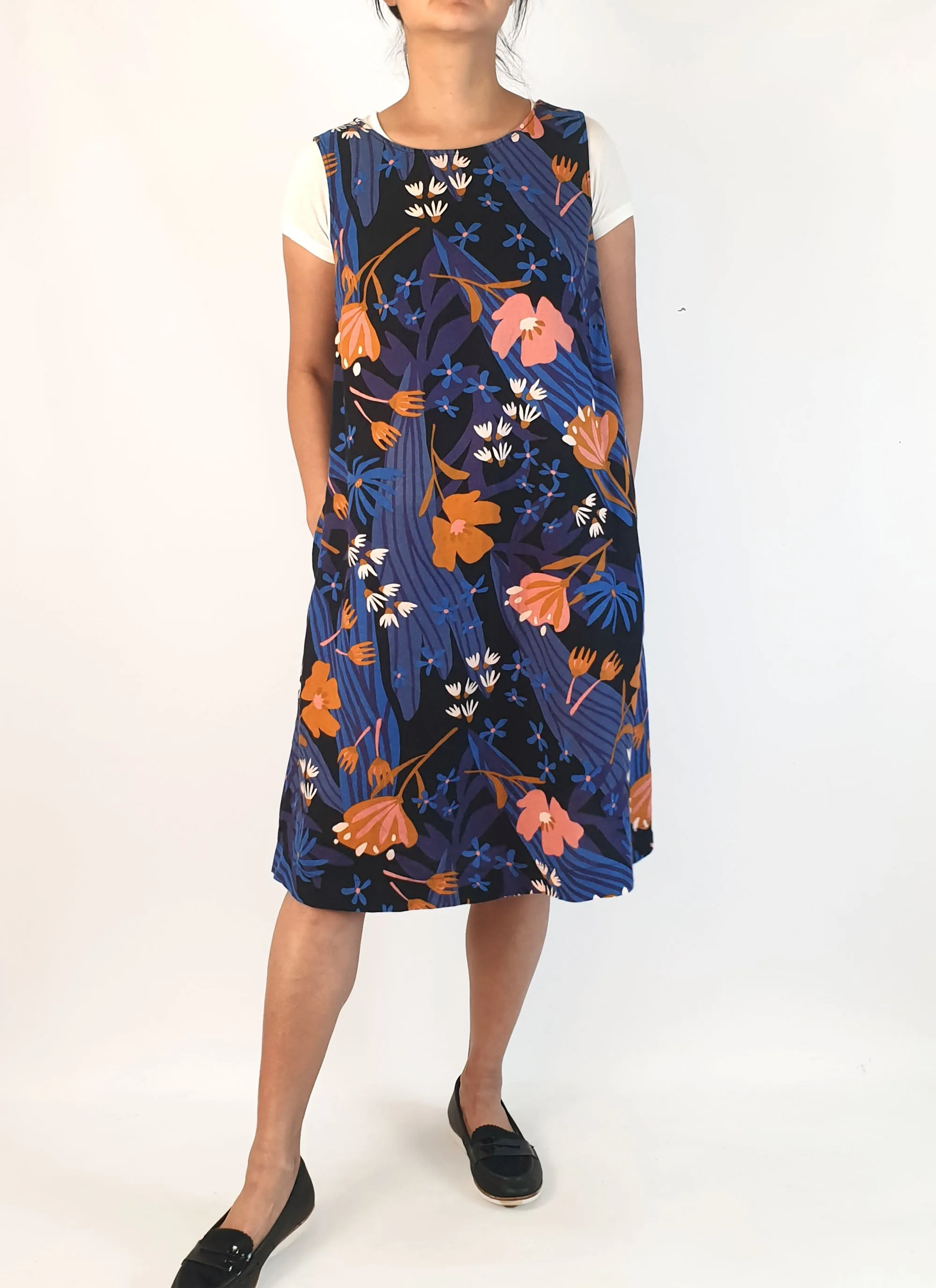 Princess Highway blue-based floral linen mix dress size 10