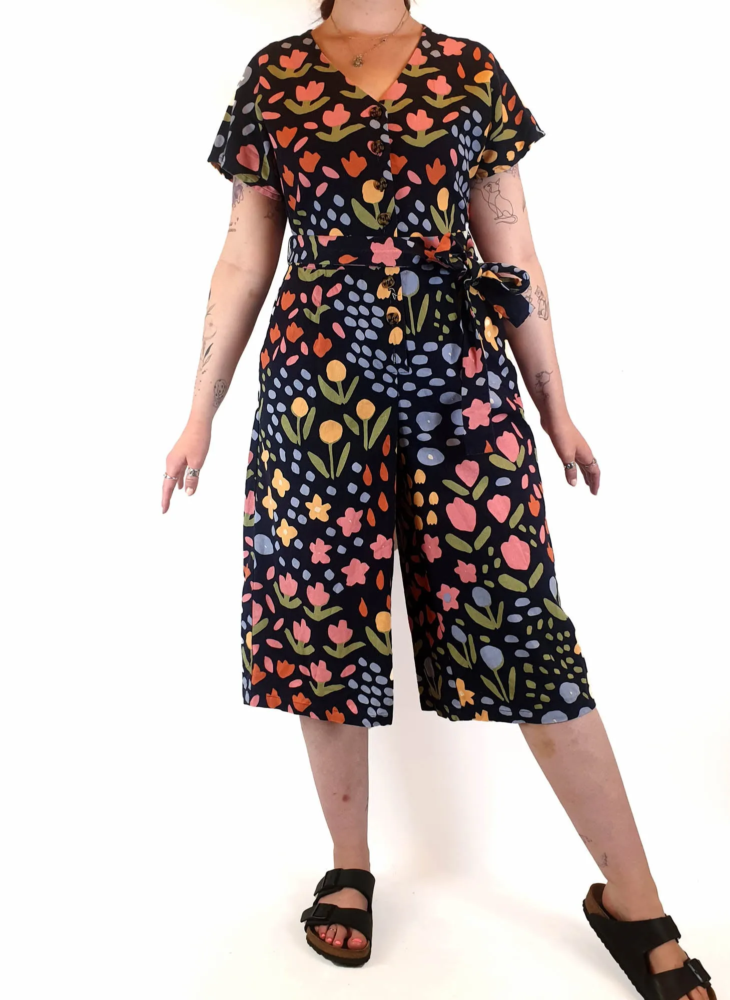 Princess Highway flower print wide leg jumpsuit size 12
