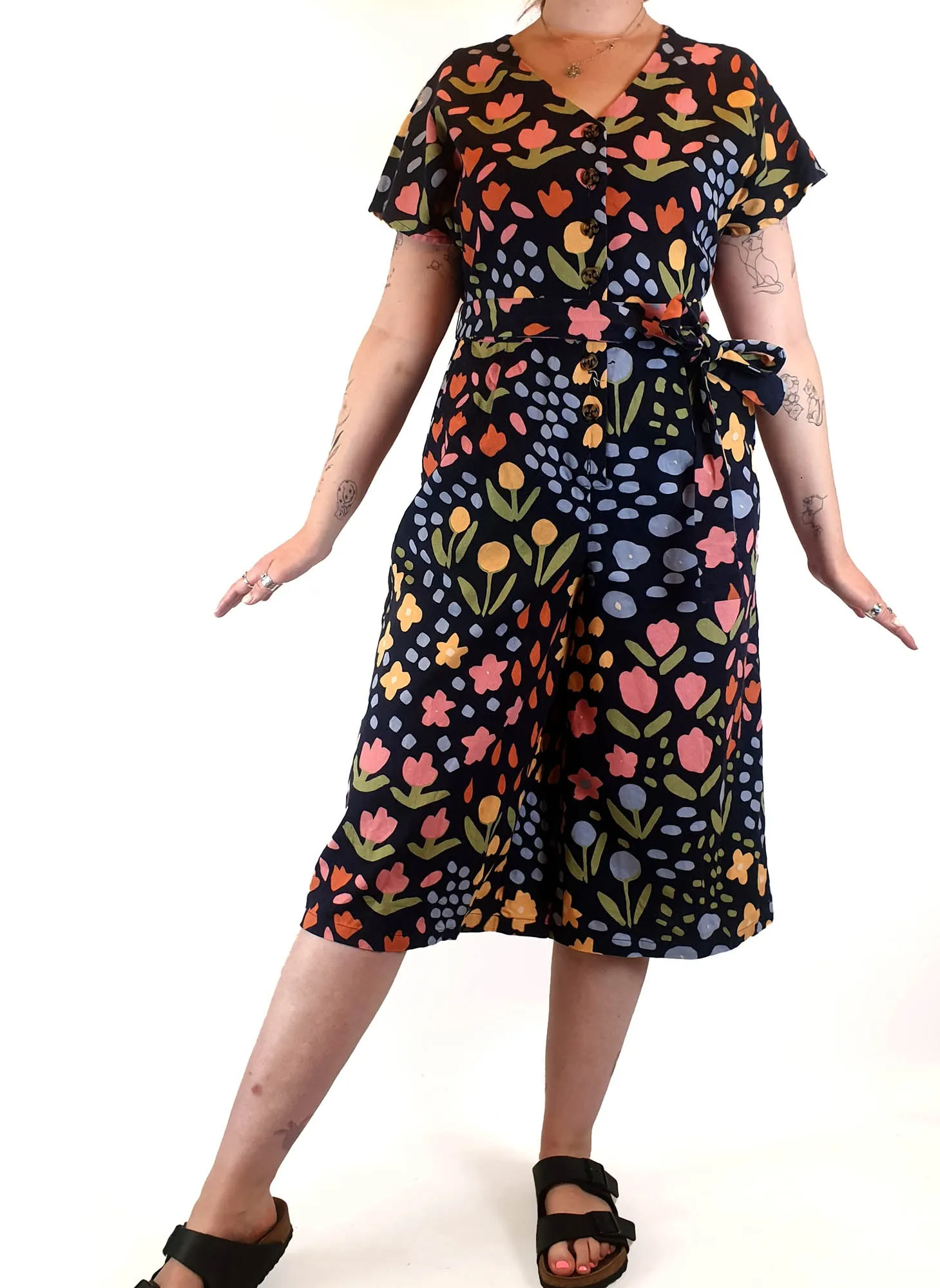 Princess Highway flower print wide leg jumpsuit size 12