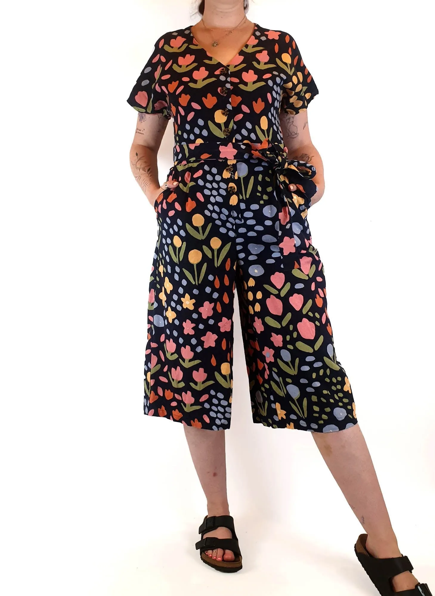 Princess Highway flower print wide leg jumpsuit size 12