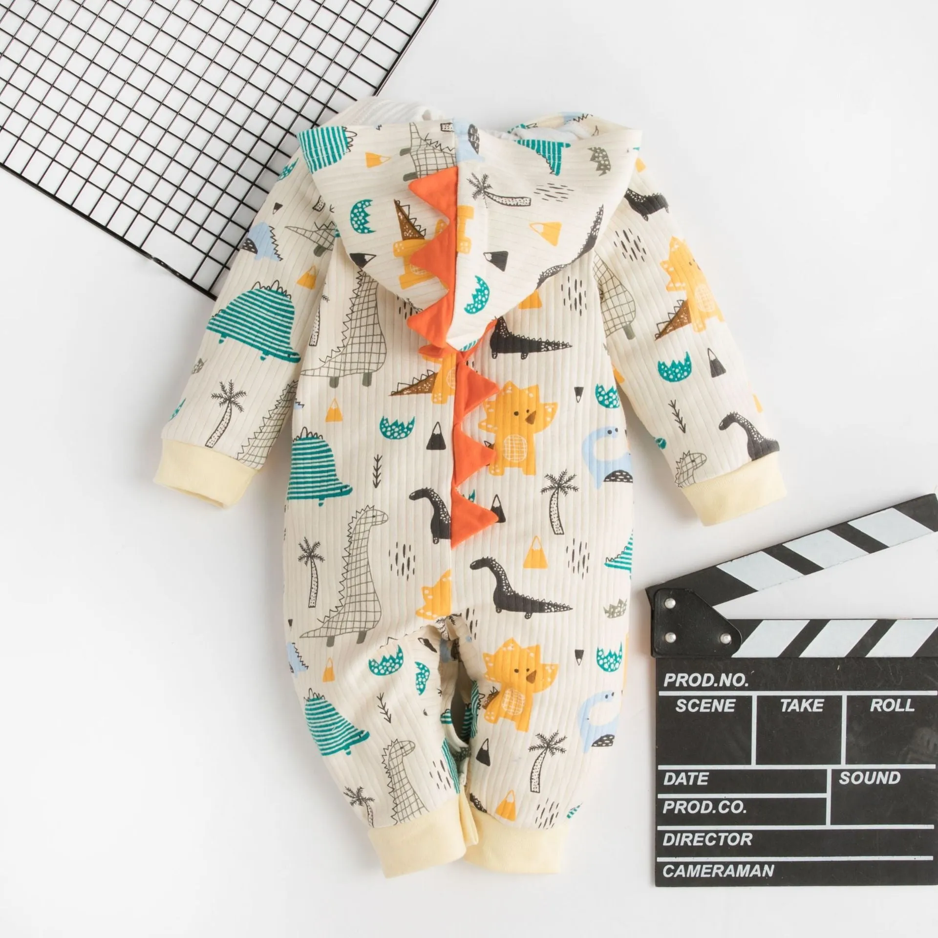 Pure Cotton 3D Long Sleeve Cartoon Dinosaur Jumpsuit 6M-18M