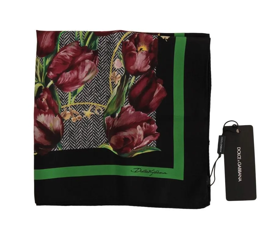 Purple Tulip Print Silk Scarf