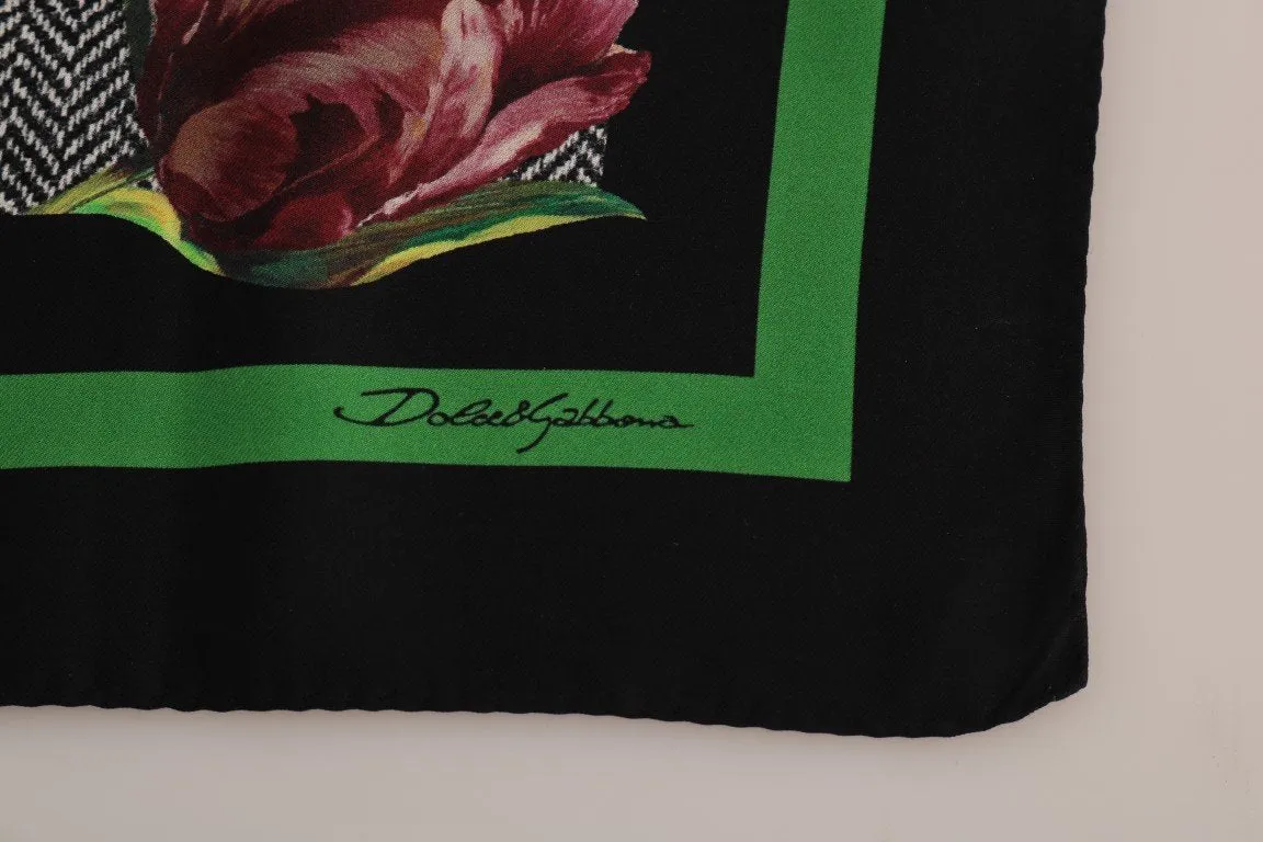 Purple Tulip Print Silk Scarf